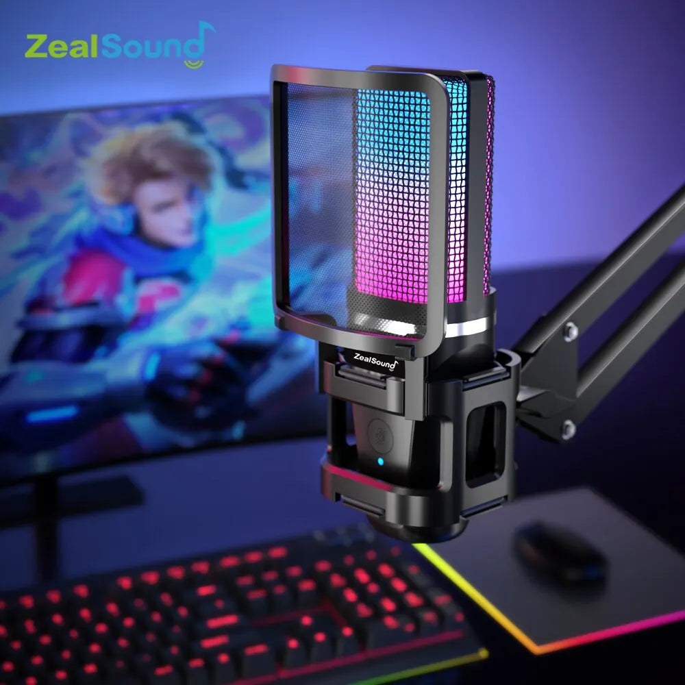 Kit Microphone RGB Streaming — Bras Articulé + Trépied inclus